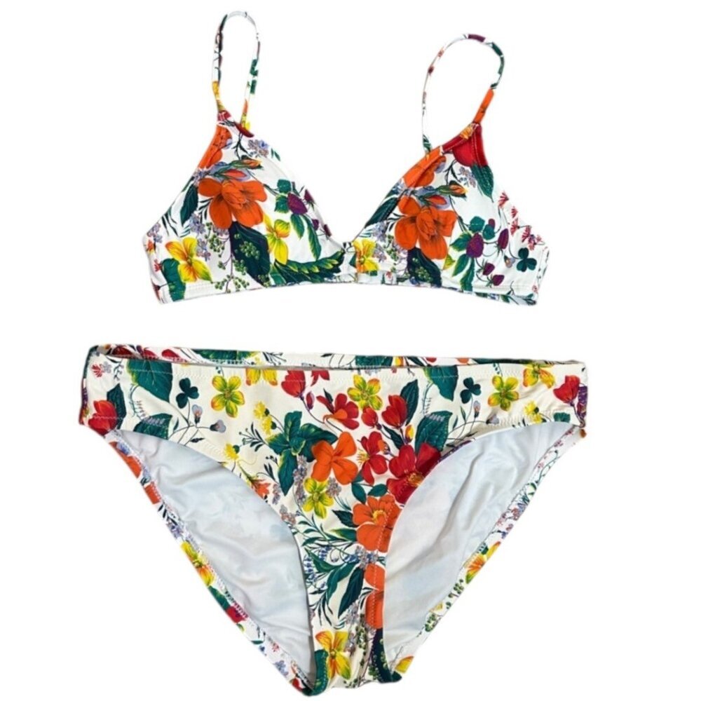 J.Crew Vintage Floral Bikini Set Womens Size S/M Cottagecore Beach Vacation